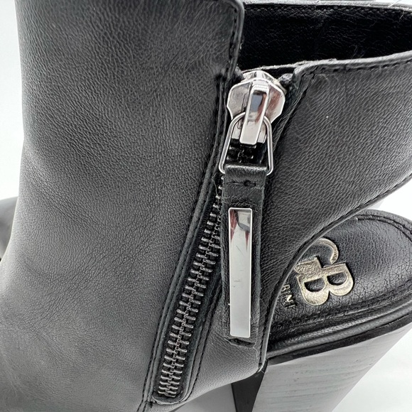 Giani Bini Black Leather Ankle Booties Heels Women’s Size 6 Cutout Zip Chic - Picture 8 of 16